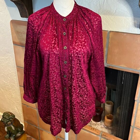Anthropologie Tops - Anthropologie Susanna Burnout Velvet Buttondown, MP!